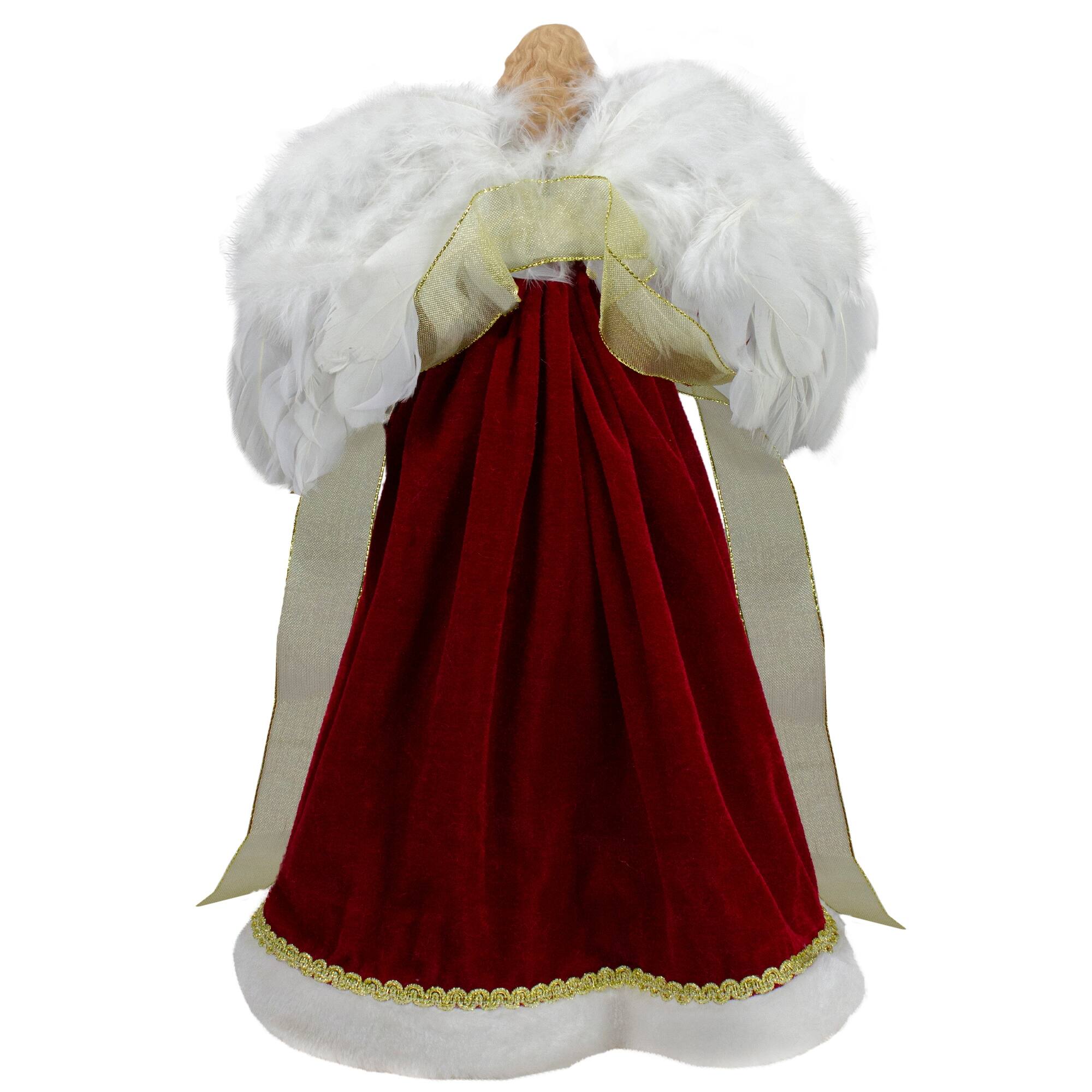 18" Red and Gold Angel in a Dress Christmas Tree Topper Unlit 18 Bed Bath & Beyond 39092246